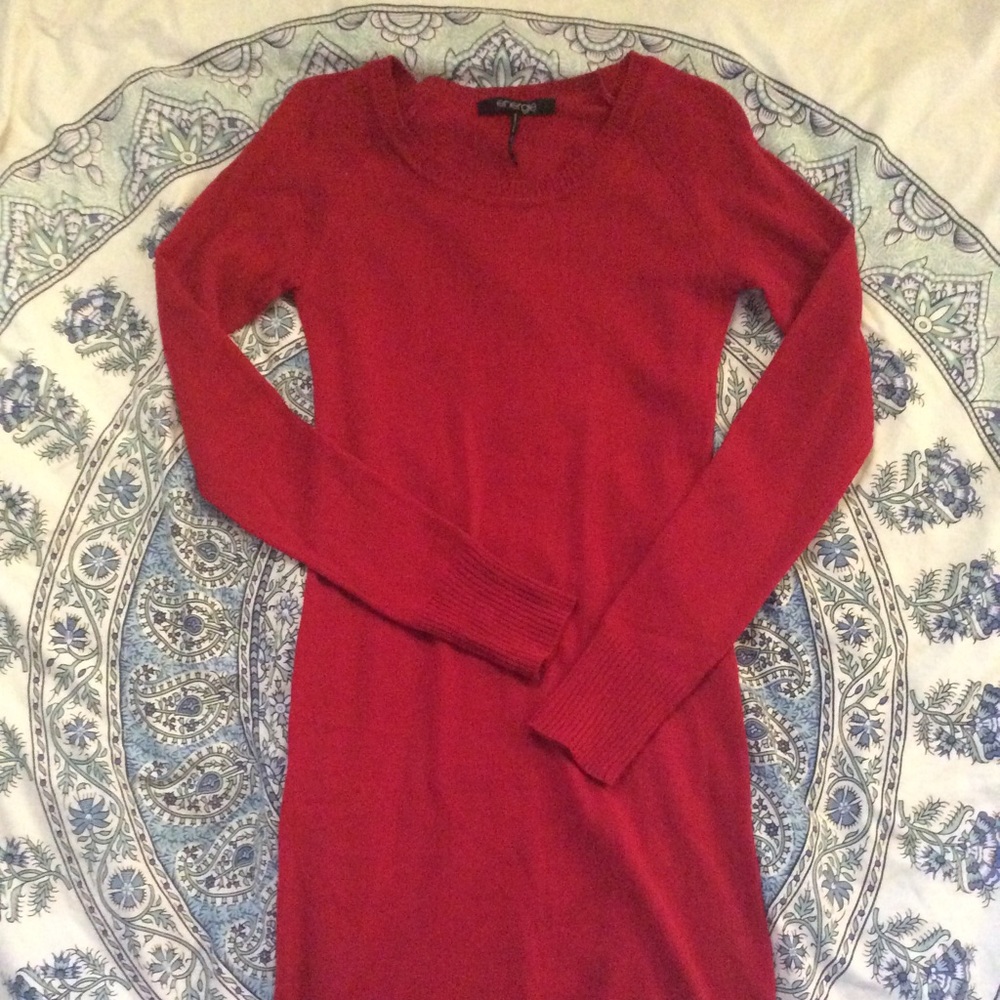 Red sweater midi dress